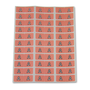 FSI Half Size Alpha labels. Letter A